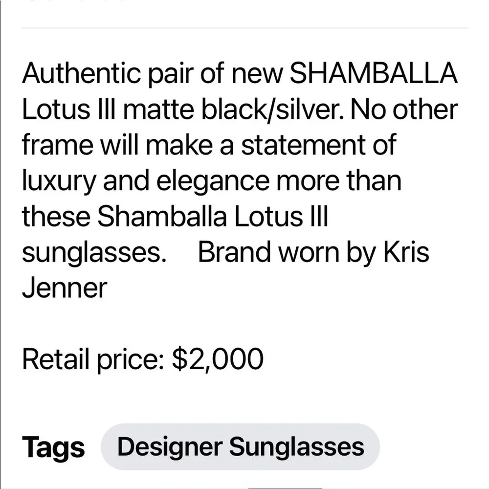 Authentic Shamballa Lotus III eyewear Originally $2000